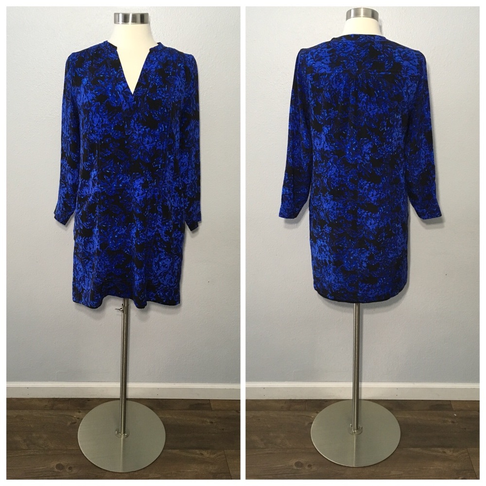 Madewell Director Shift Dress Blue Floral Silk Small